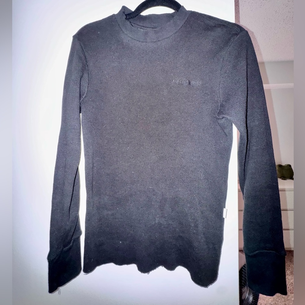 Aime Leon Dore Men’s Waffle Thermal Embroidered Logo Longsleeve Black Size Small